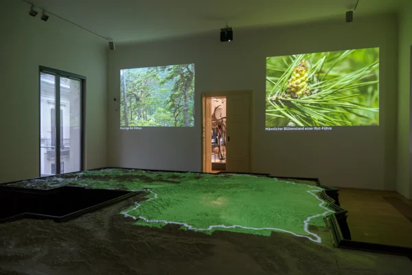 Medienstation in der Ausstellung des Naturkundemuseums mit Film
